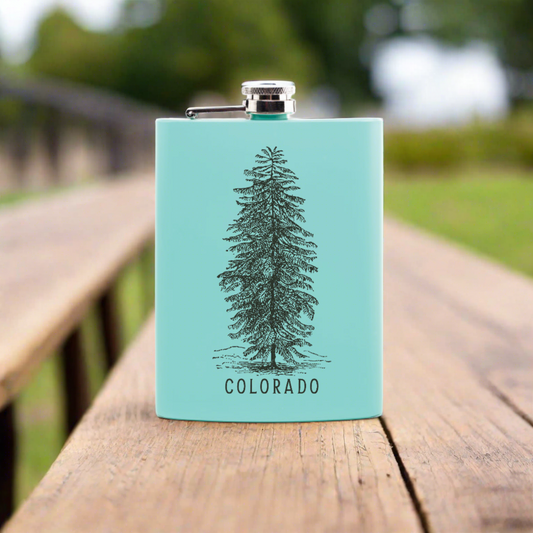 Colorado Pine Tree Hip Flask