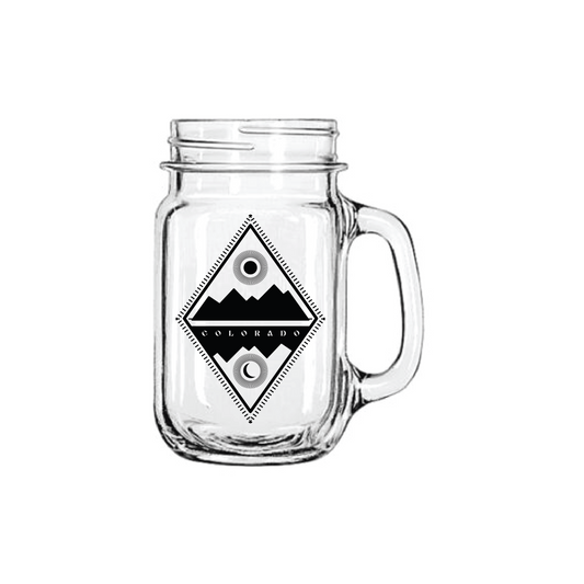 Mirrored Mountains Mason Jar Glass