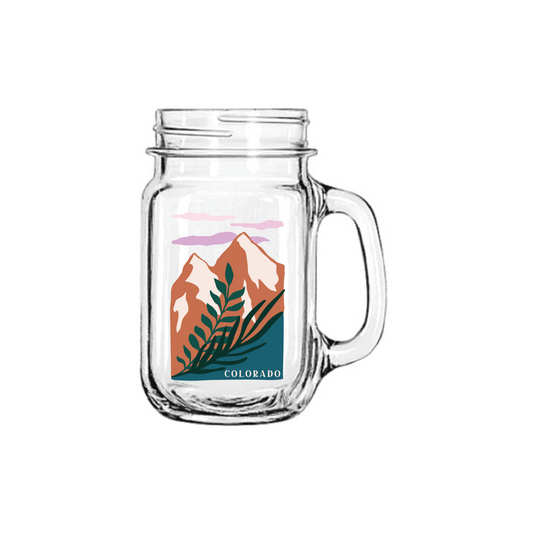 Two Peaks Mason Jar Glass