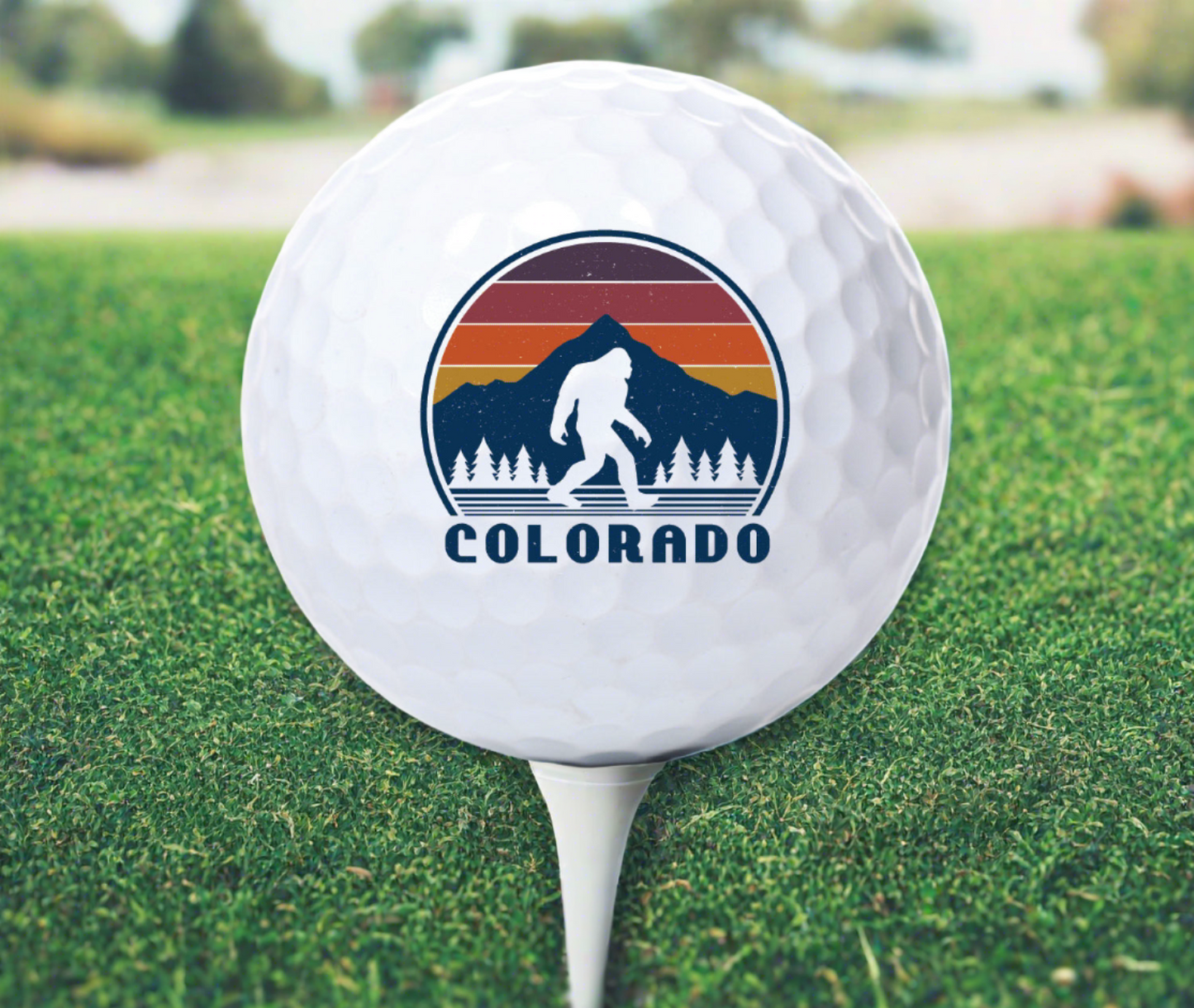Sunset Sasquatch Novelty Golf Ball