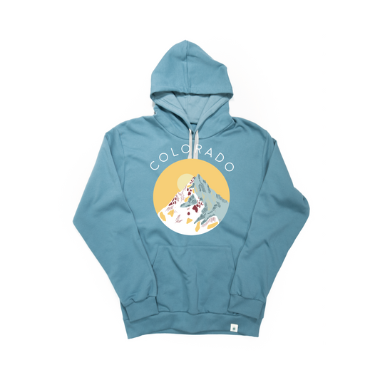 Yellow Mountain Steel Blue Hoodie