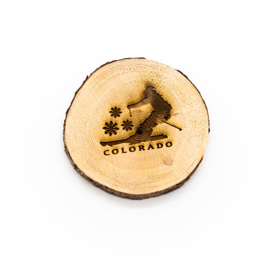 Colorado Skier Wood Coaster
