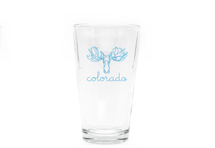 Cursive Moose Head Pint Glass