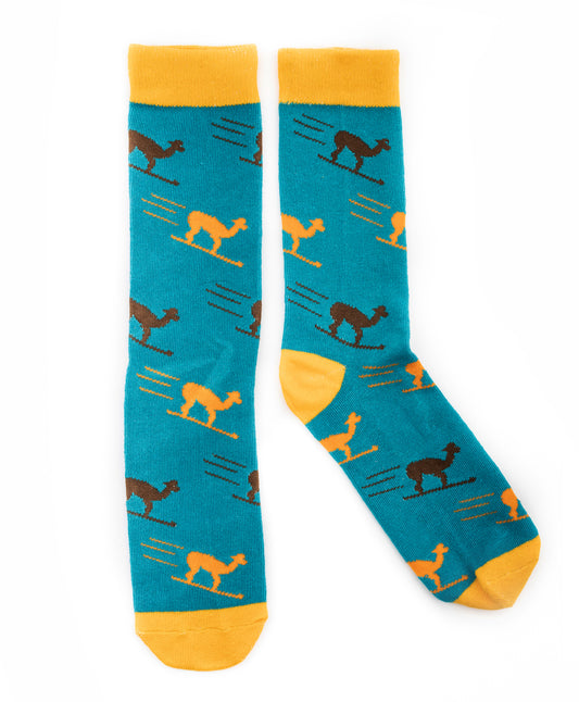 Skiing Alpaca Blue Socks
