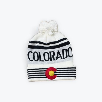 Colorado Flag Woven Pom Pom Beanie