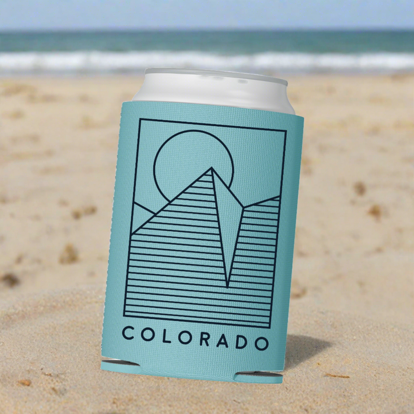 Geometric Mountain Colorado Can Cooler
