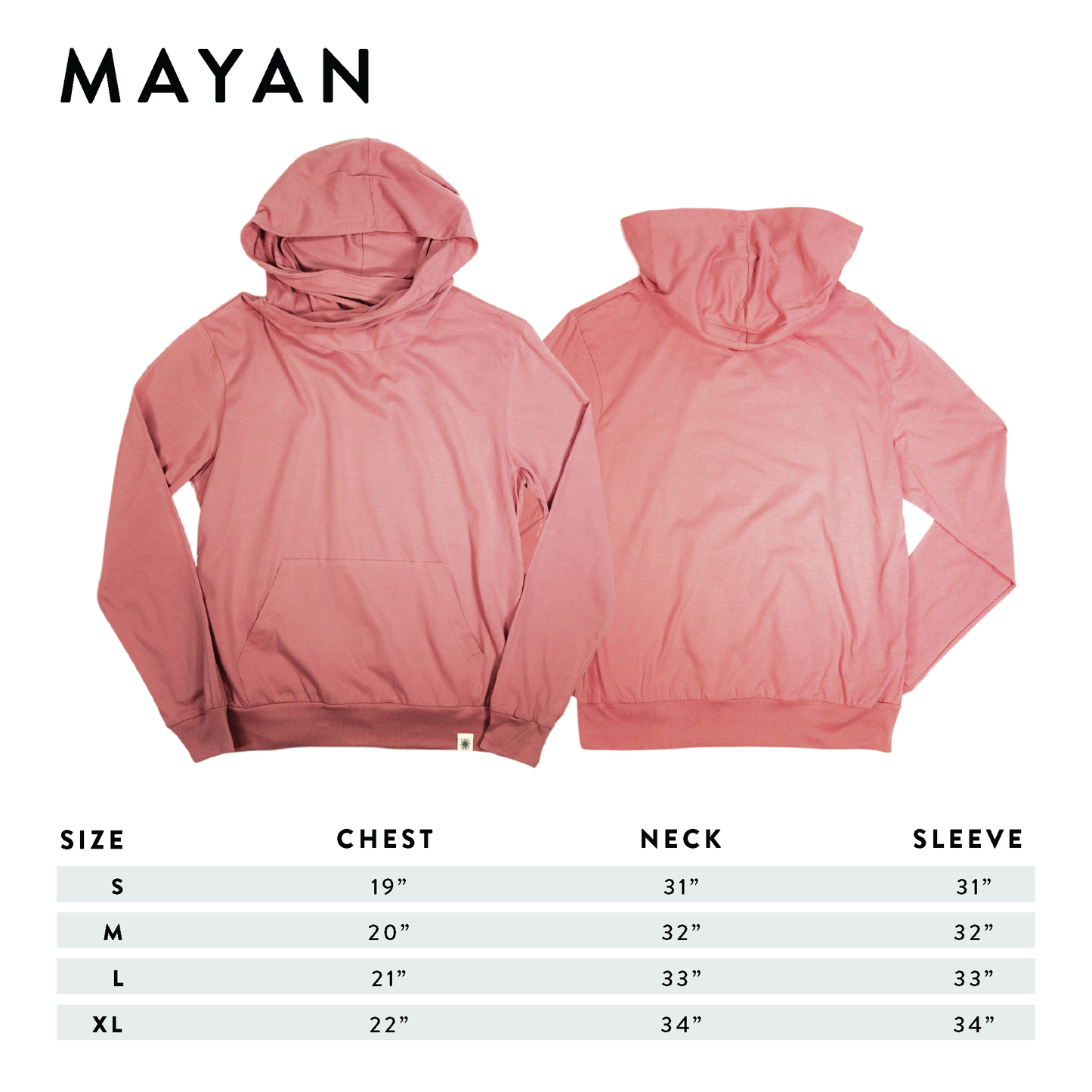 Lightweight Cowl Neck Hoodie Sizing | Mayan