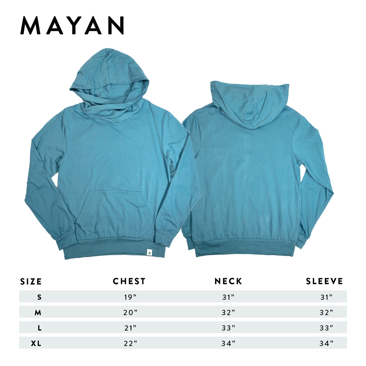 Lightweight Cowl Neck Hoodie Sizing | Mayan