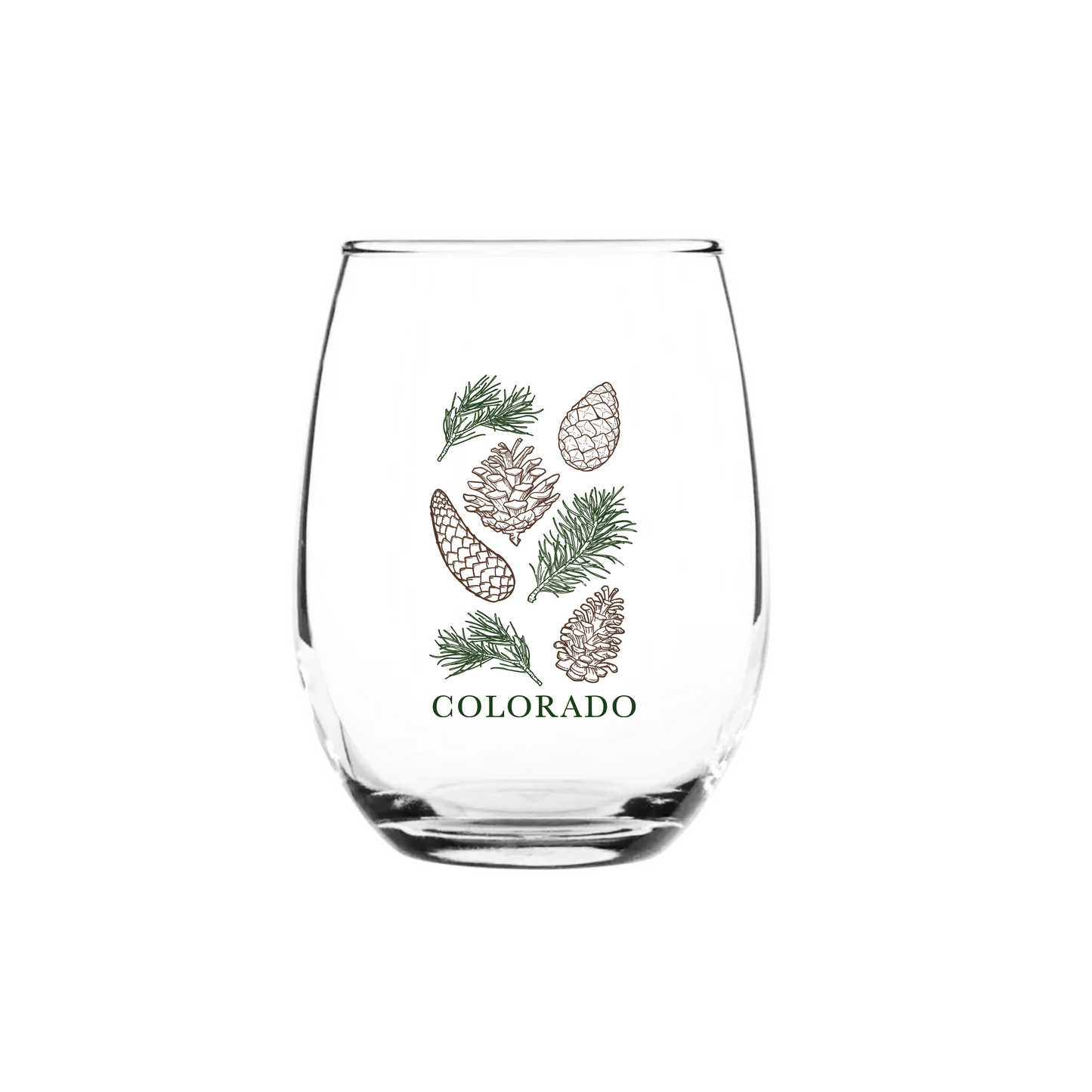 Pine Cones Tall Stemless Wine Glass