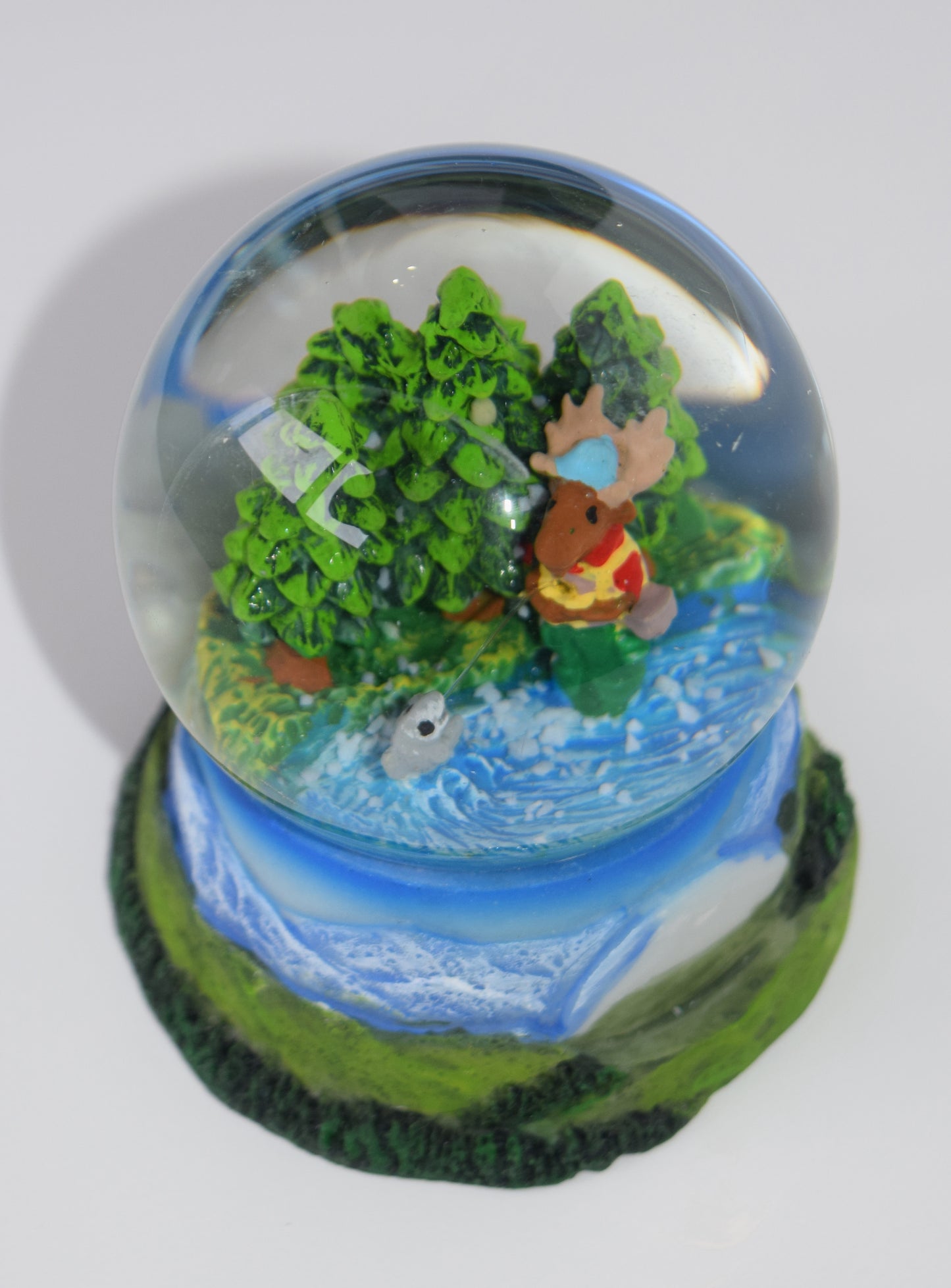 Fishing Moose Large Snow Globe