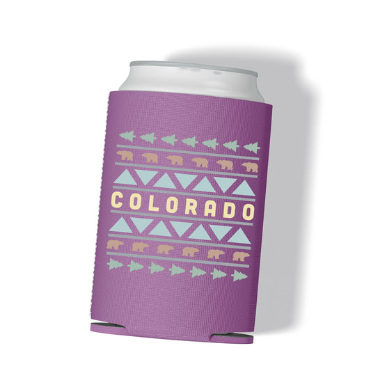 Vintage Bear Pattern Colorado Can Cooler