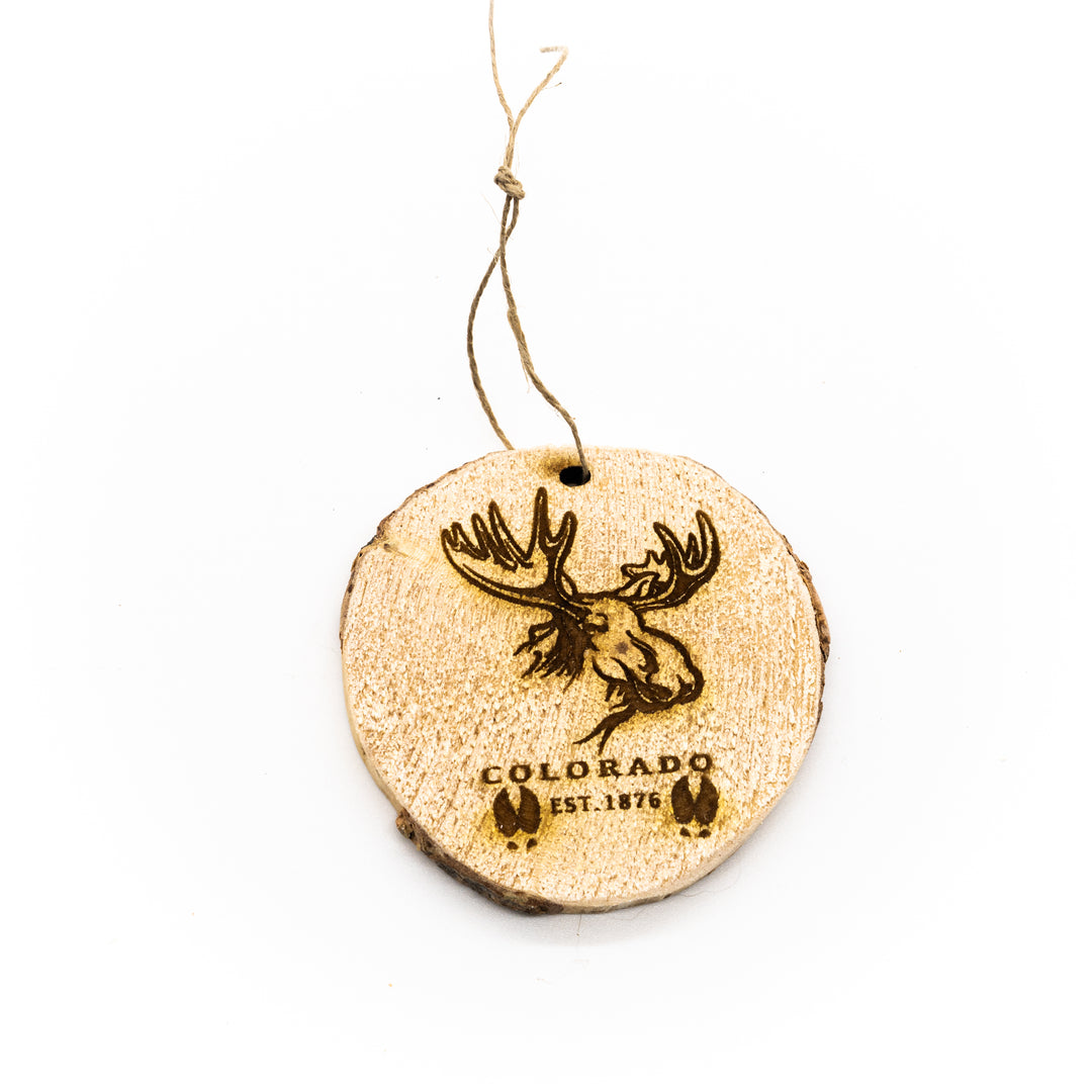 Colorado Moose Wood Ornament