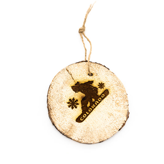 Colorado Snowboard Wood Ornament