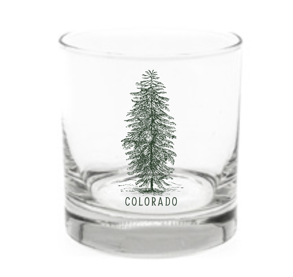 Colorado Pine Tree Whiskey Rocks Glass