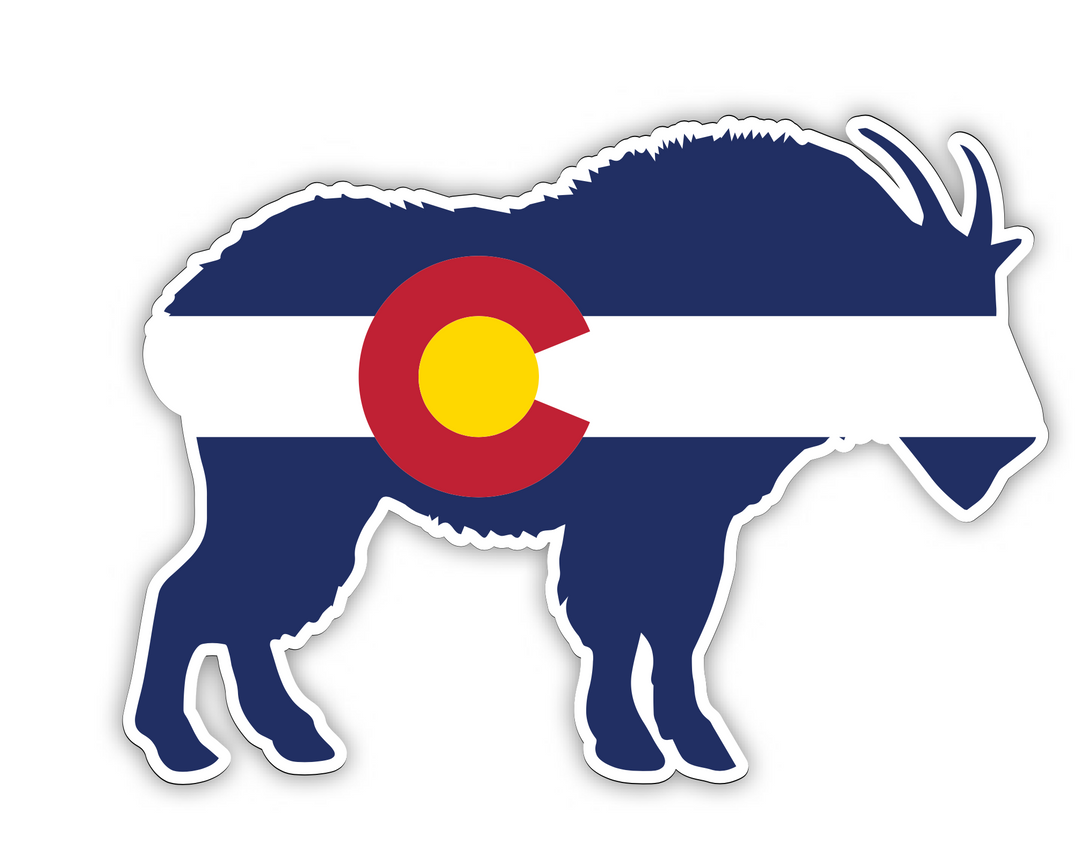 Colorado Flag Mountain Goat Sticker