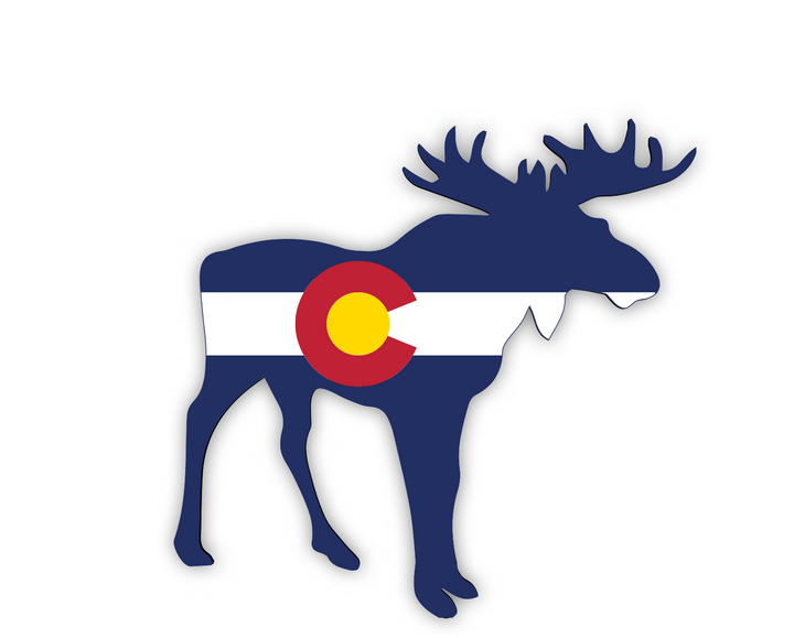 Colorado Flag Moose Sticker