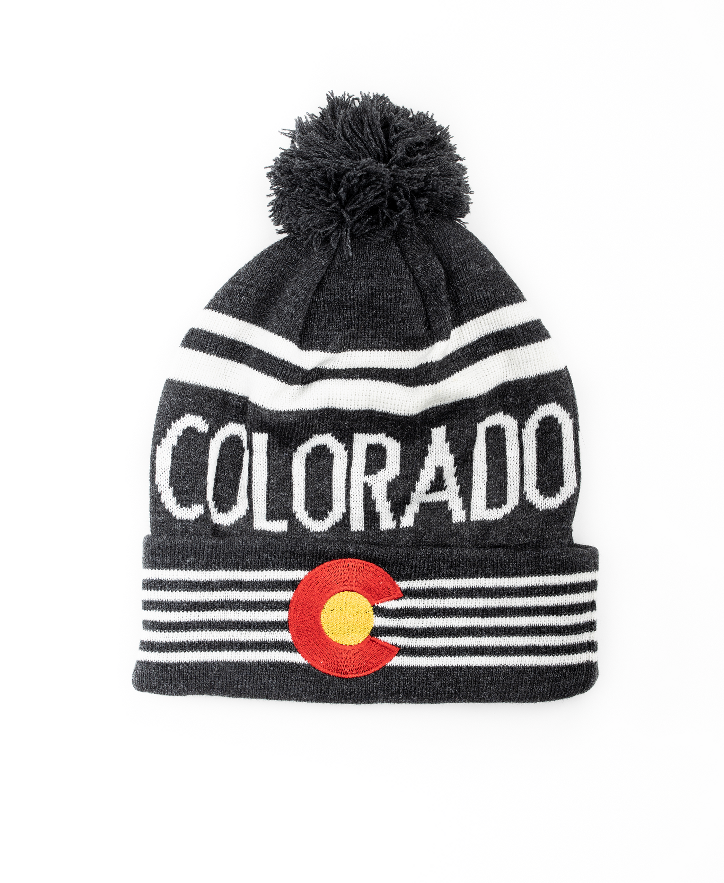 Colorado Flag Woven Pom Pom Beanie