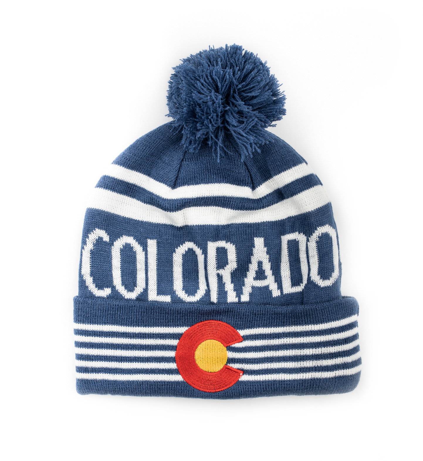 Colorado Flag Woven Pom Pom Beanie