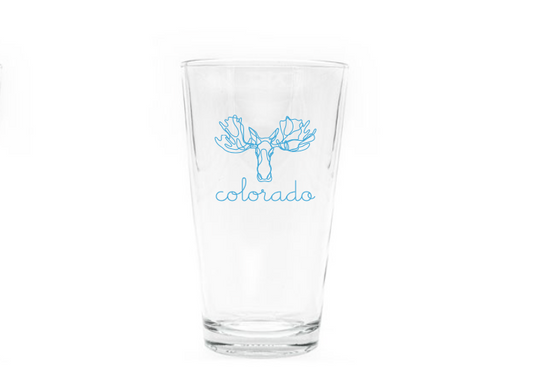 Cursive Moose Head Pint Glass