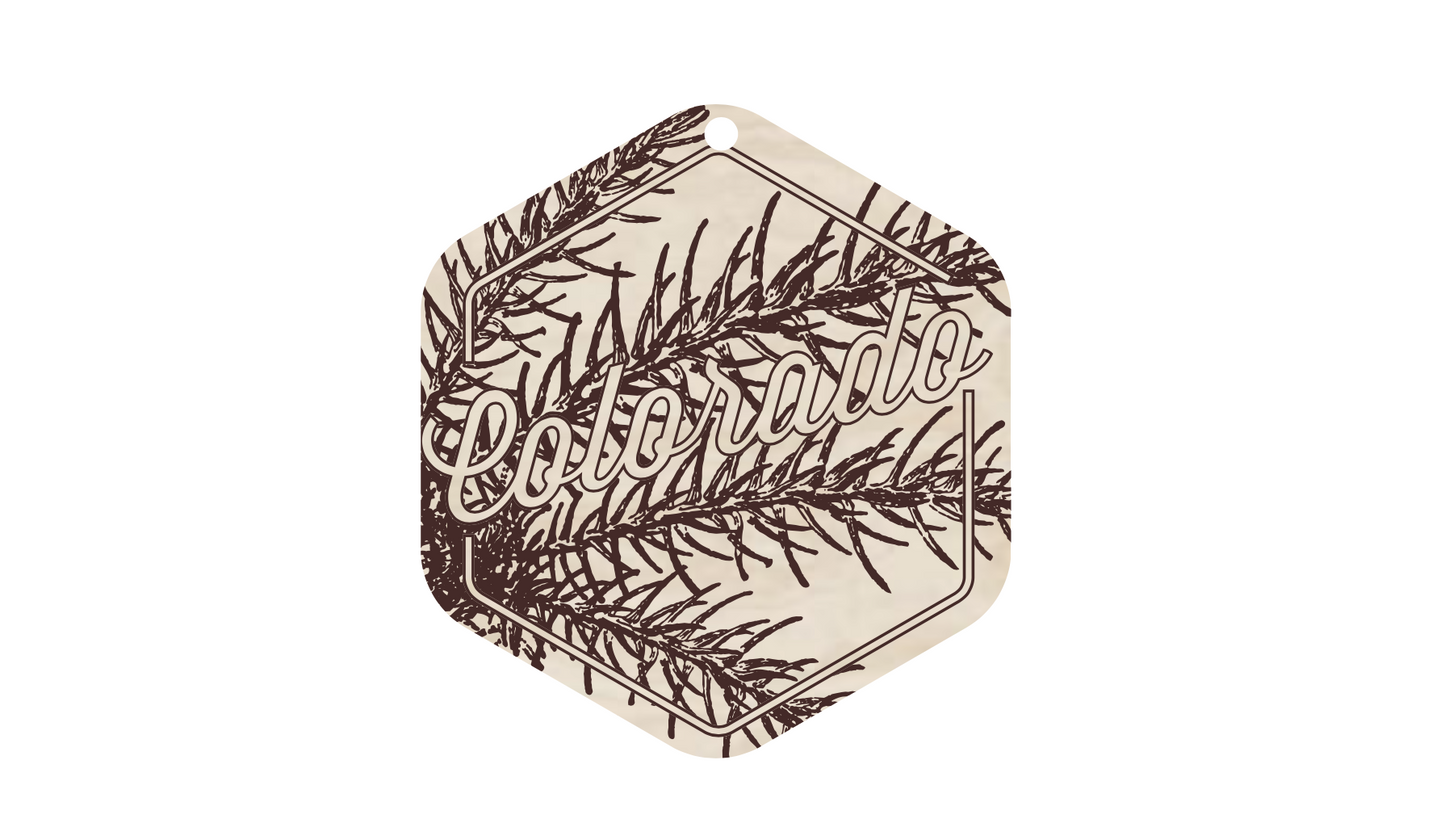 Colorado Pine Tree Wood Ornament