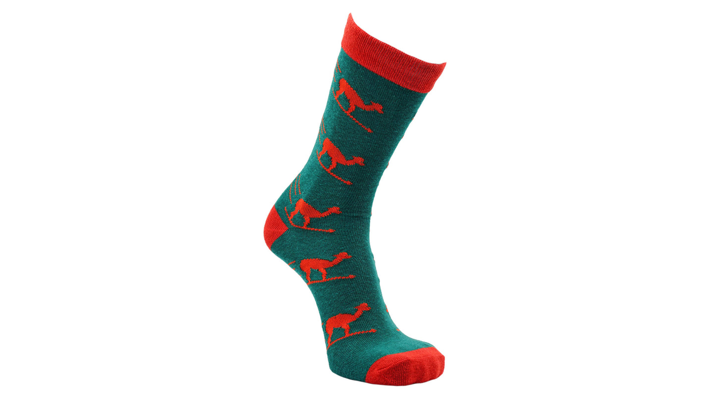 Skiing Alpaca Green Socks