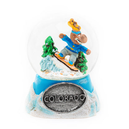 Snowboard Moose Small Snow Globe