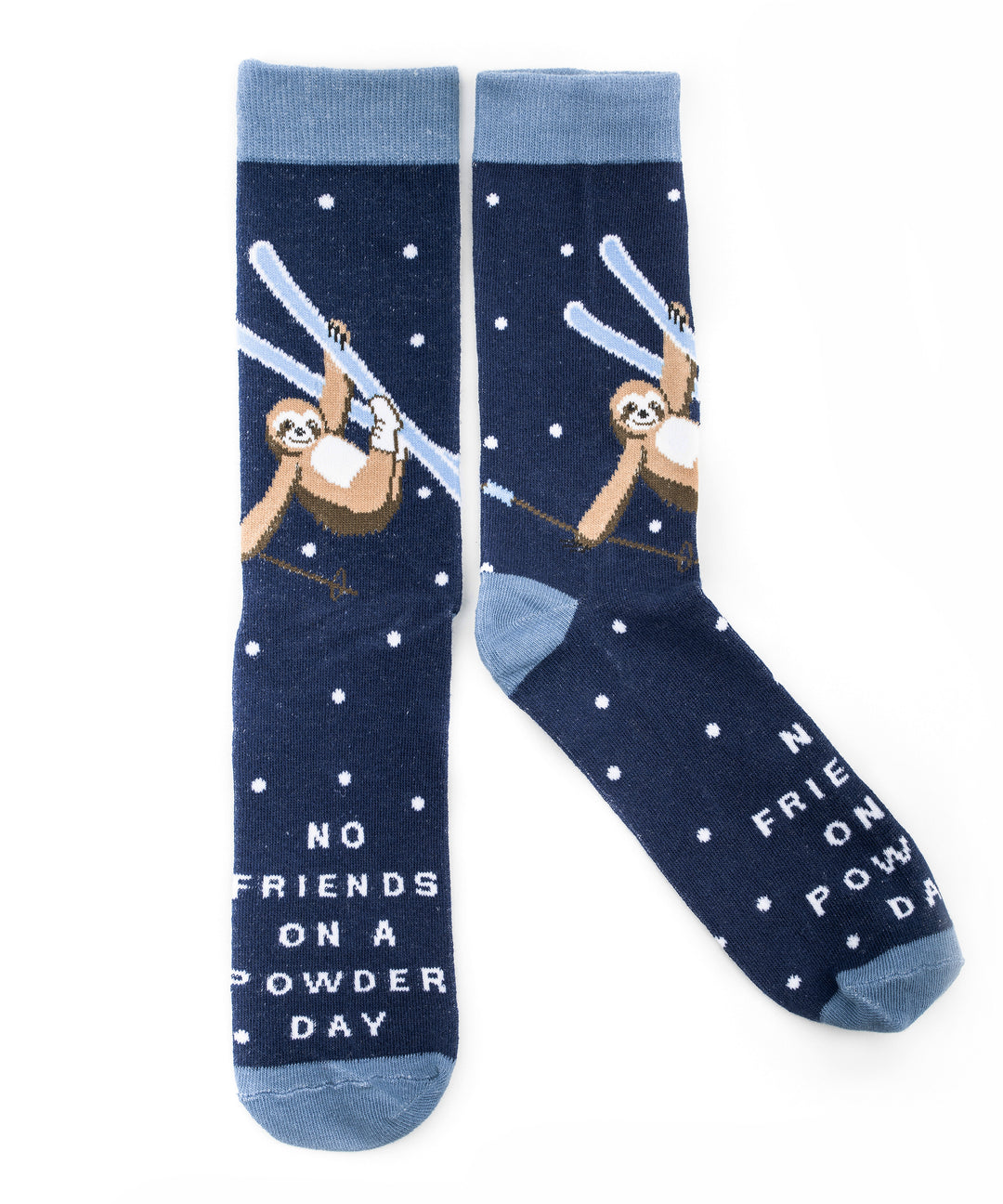 No Sloth Friends On A Powder Day Dark Blue Socks