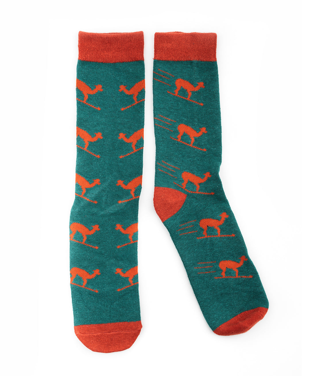 Skiing Alpaca Green Socks