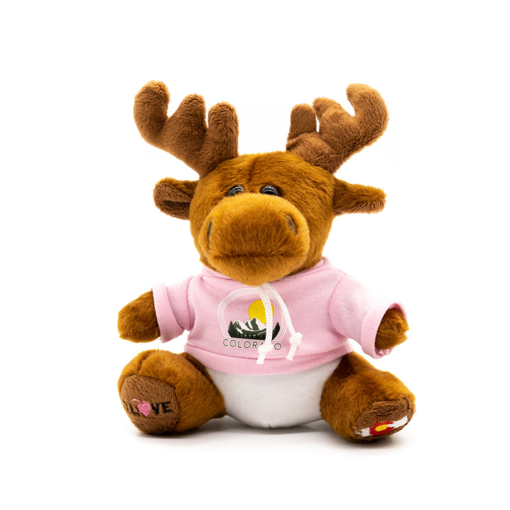 Mini Moose Stuffed Animal with Colorado Hoodie
