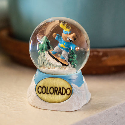 Snowboard Moose Small Snow Globe